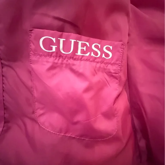 GUESS Puffer Jacket Purple Magenta Quilted Down Blend Puffer Coat Women Med - Picture 9 of 16